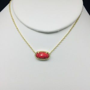 Kendra Scott Elisa Red Bronze Veined magnesite necklace Gold plated